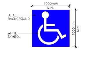 An example of the international symbol of access, which is optional to have on the surface of a parking space. 