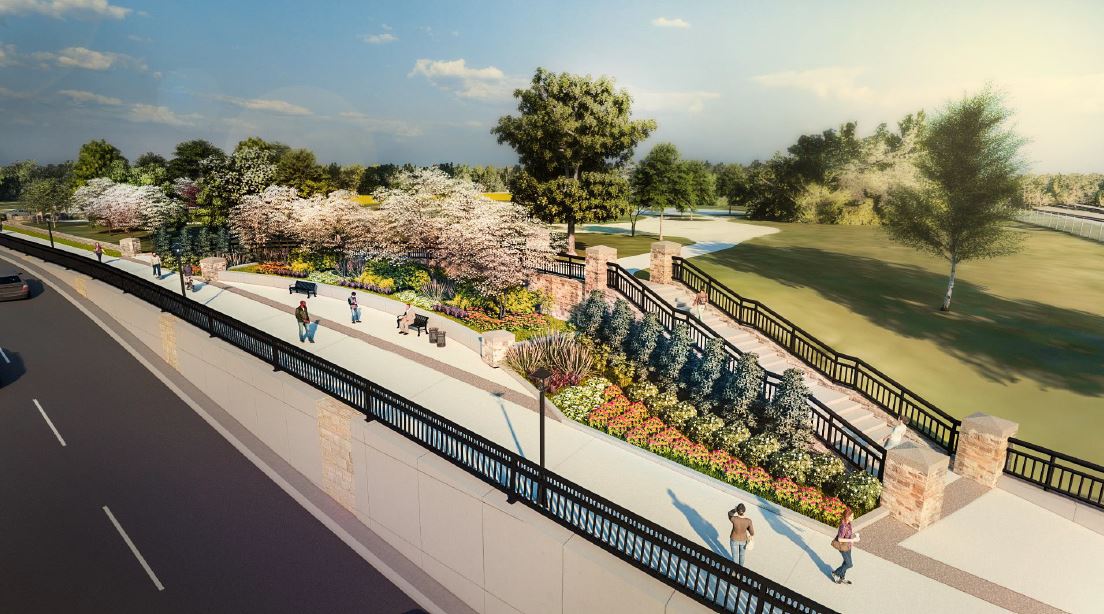 A rendering of McMahen Park looking north from the CP tracks